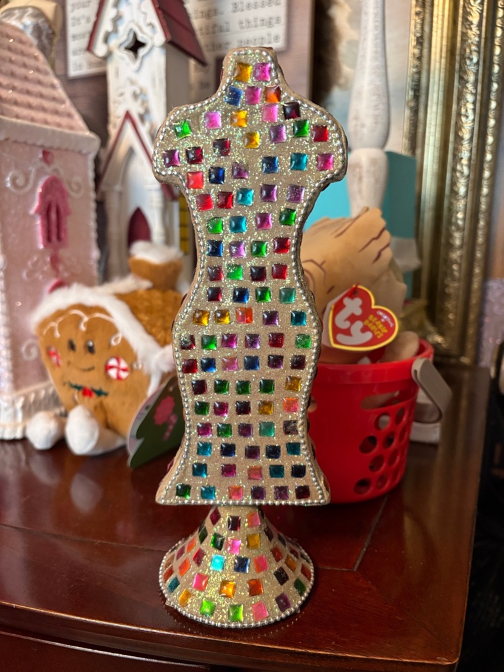 Multicolor Jeweled Dress Form Figurine